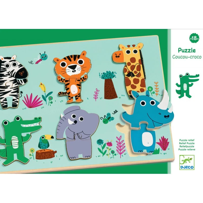 Djeco 6 Puzzles 15 Mois à Encastrement De 2 Pièces Coucou-croco 2 Djeco 6 Puzzles 15 Mois à Encastrement De 2 Pièces Coucou-croco – Image 2